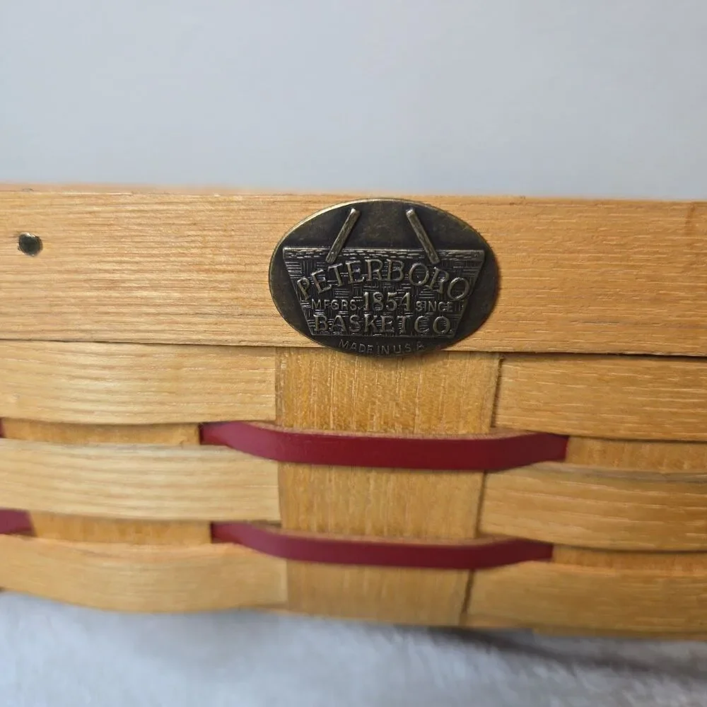 Lot Of 2 Vintage Peterboro Basket Co Handwoven Ash Wood Baskets-Metal Medallions